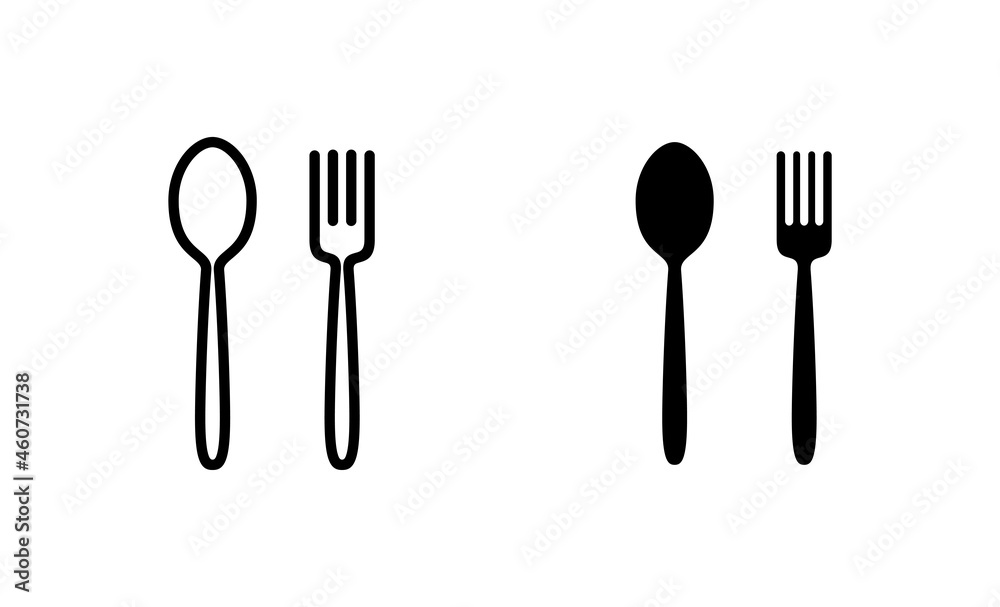 spoon and fork icons set. spoon, fork and knife icon vector. restaurant sign and symbol spoon and fork icons set. spoon, fork and knife icon vector. restaurant sign and symbol