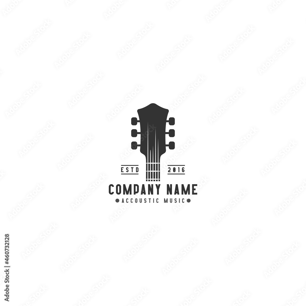 Obraz premium simple acoustic guitar logo vector design illustration