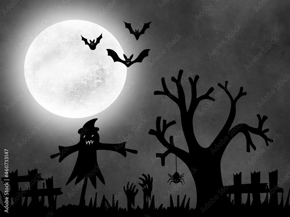 Halloween Night Moon Background. Halloween illustration. Halloween background. Halloween sublimation