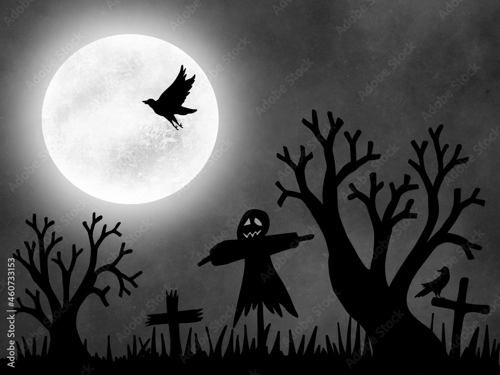 Halloween Night Moon Background. Halloween illustration. Halloween background. Halloween sublimation