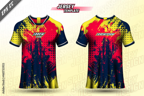 Front back tshirt design. Sports design for racing, cycling, gaming jersey vector.