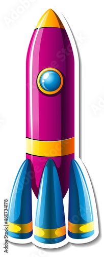A sticker template with Rocket Ship Cartoon isolated