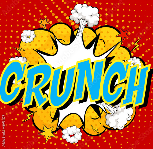 Word crunch on comic cloud explosion background