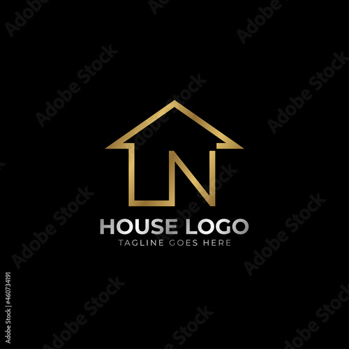 minimalist letter N luxurious house logo vector design for real estate, home rent, property agent