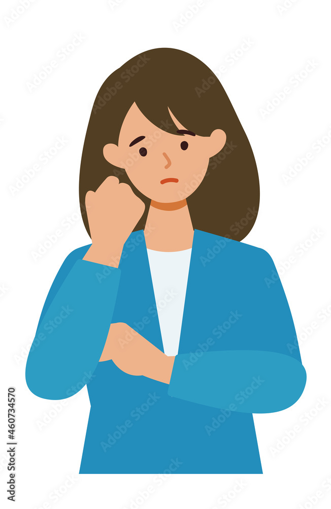 BusinessWoman cartoon character. People face profiles avatars and icons. Close up image of confused Woman. BusinessWoman cartoon character. People face profiles avatars and icons. Close up image of confused Woman.