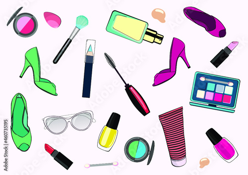 Beauty makeup flat icon set