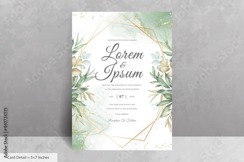 Watercolor Floral Geometric Frame Wedding Invitation Cards Template