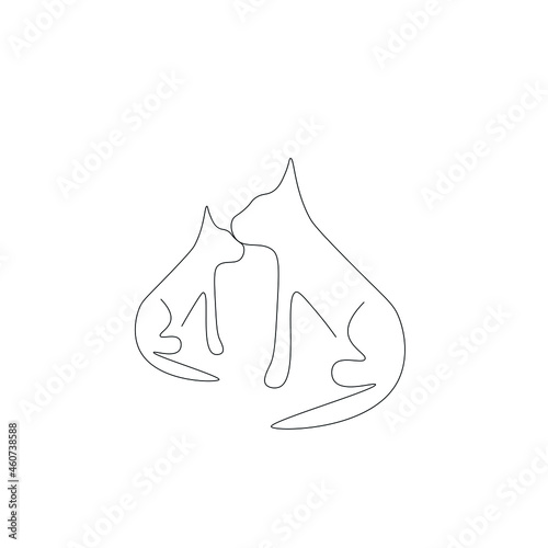 Cats animals family line drawing vector illustration photo