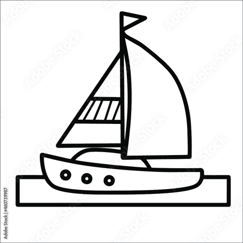 Ship icon. Shipping, cruise symbol. Lineart style vector illustration