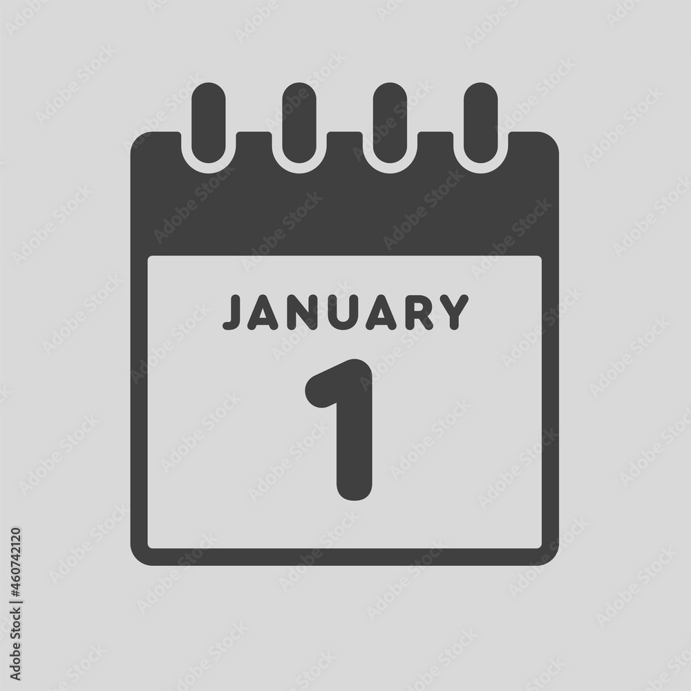 Icon day date 1 January, template calendar page Icon day date 1 January, template calendar page