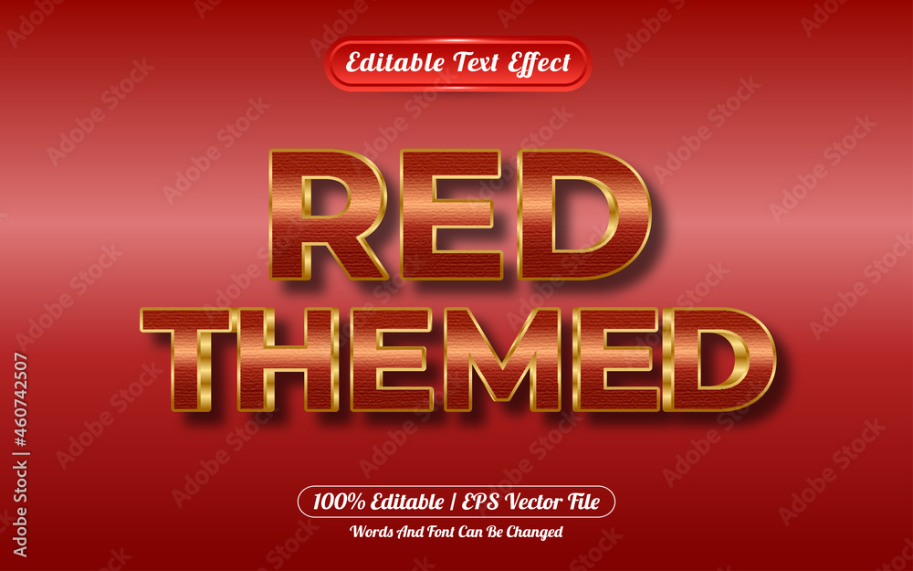 Editable text effect red themd gold style