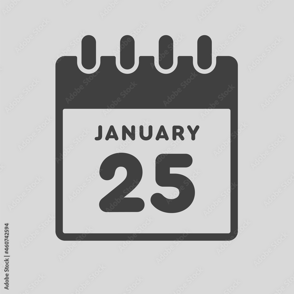 Icon day date 25 January, template calendar page Icon day date 25 January, template calendar page