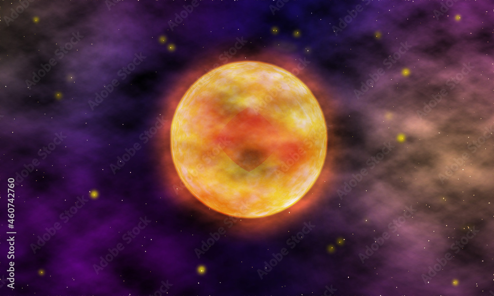 Fototapeta premium red planet and nebulain the galaxy
