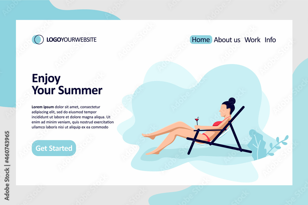 Enjoy the summer vacation flat illustration  landing page