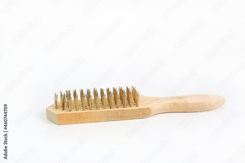 Brass wire scratch brushes for metal cleaning in industrial use isolated on white background Brass wire scratch brushes for metal cleaning in industrial use isolated on white background