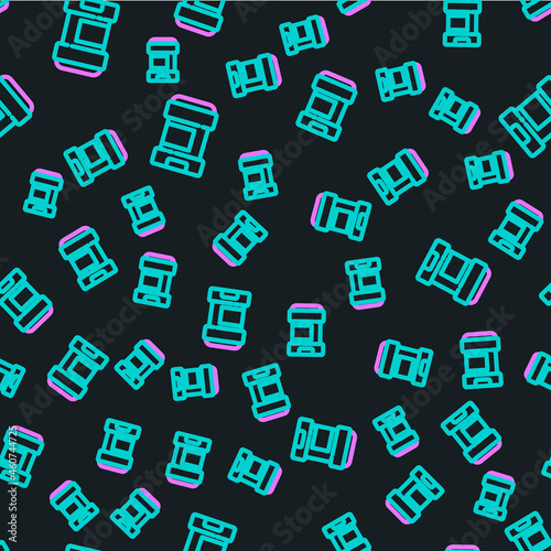 Line Antiperspirant deodorant roll icon isolated seamless pattern on black background. Cosmetic for body hygiene. Vector