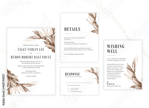 autumn wedding card invitation template