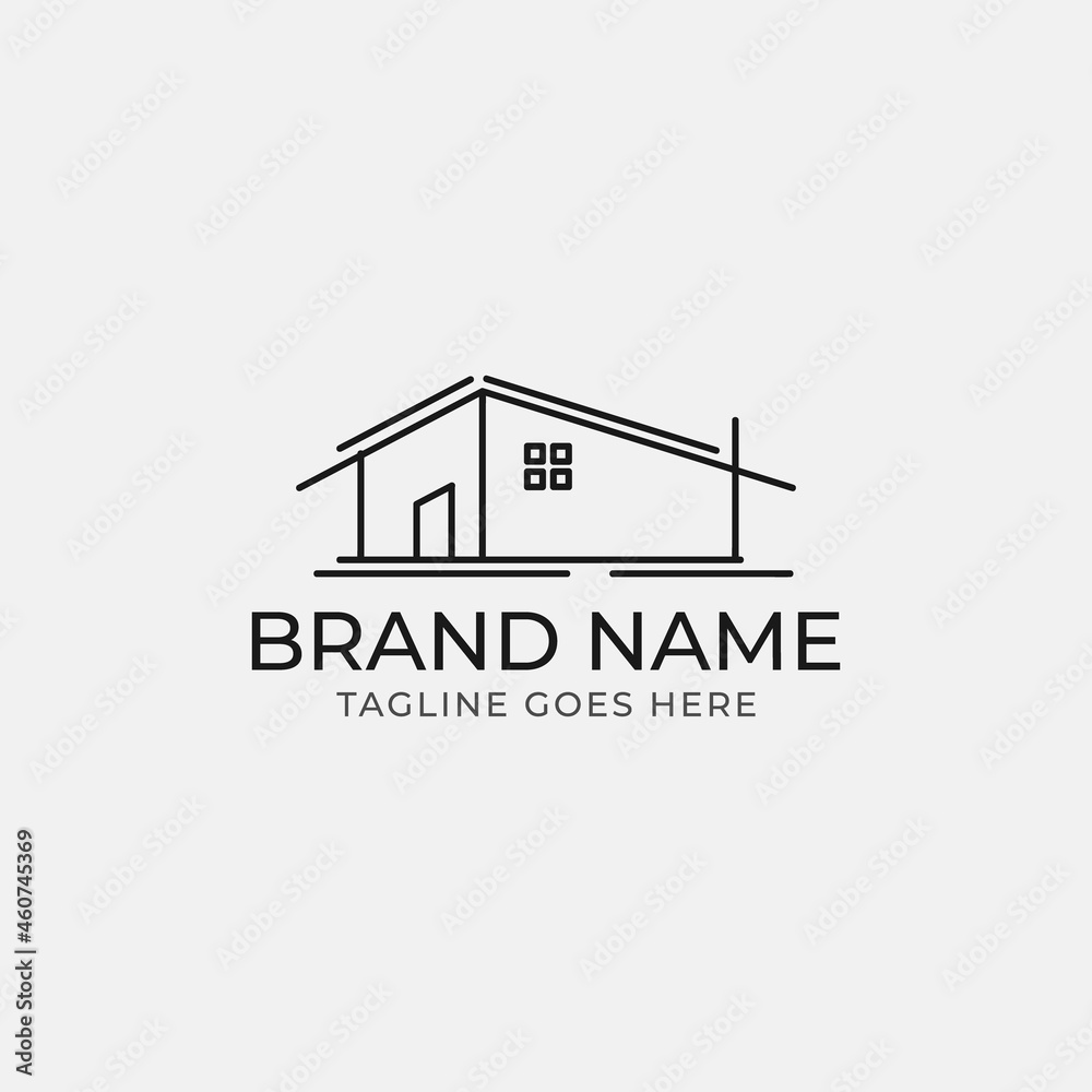 Fototapeta premium Simple house logo template with creative lineart style. 