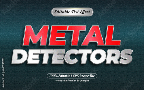 Editable text effect metal detectors style silver