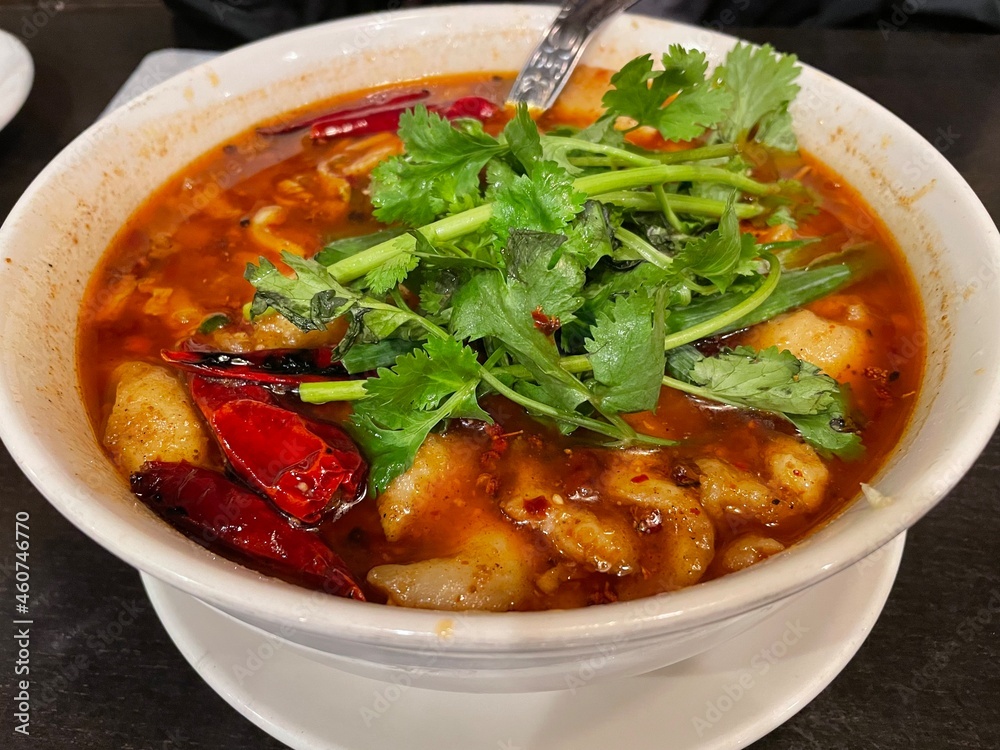 Traditional Chinese dish spicy fish soup