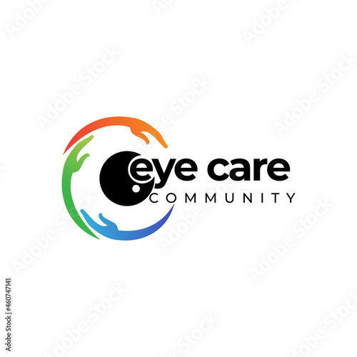 eye care community logo, creative vector abstract hand round eye