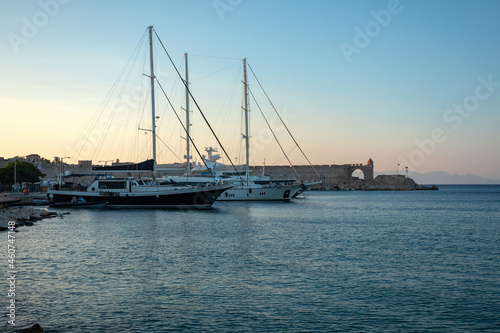 Cove near the old town of Rhodes. Historic center of the island of Rhodes, Greece, Europe