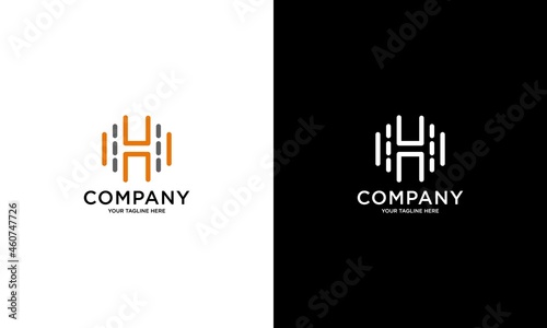 Road with letter H inside. Letter H logo design concept negative space style. Abstract logo of road with letter H in negative space. Vector logotype concept