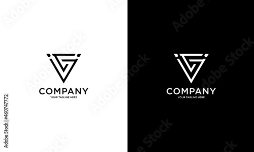 Amazing professional elegant trendy awesome artistic black and white color initial VG GV based on Alphabet icon logo.