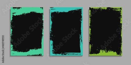 Minimal Set Of Grunge Colorful Frame In Black Cover Template