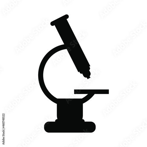 Microscope black on white background, icon for design, vector illustration