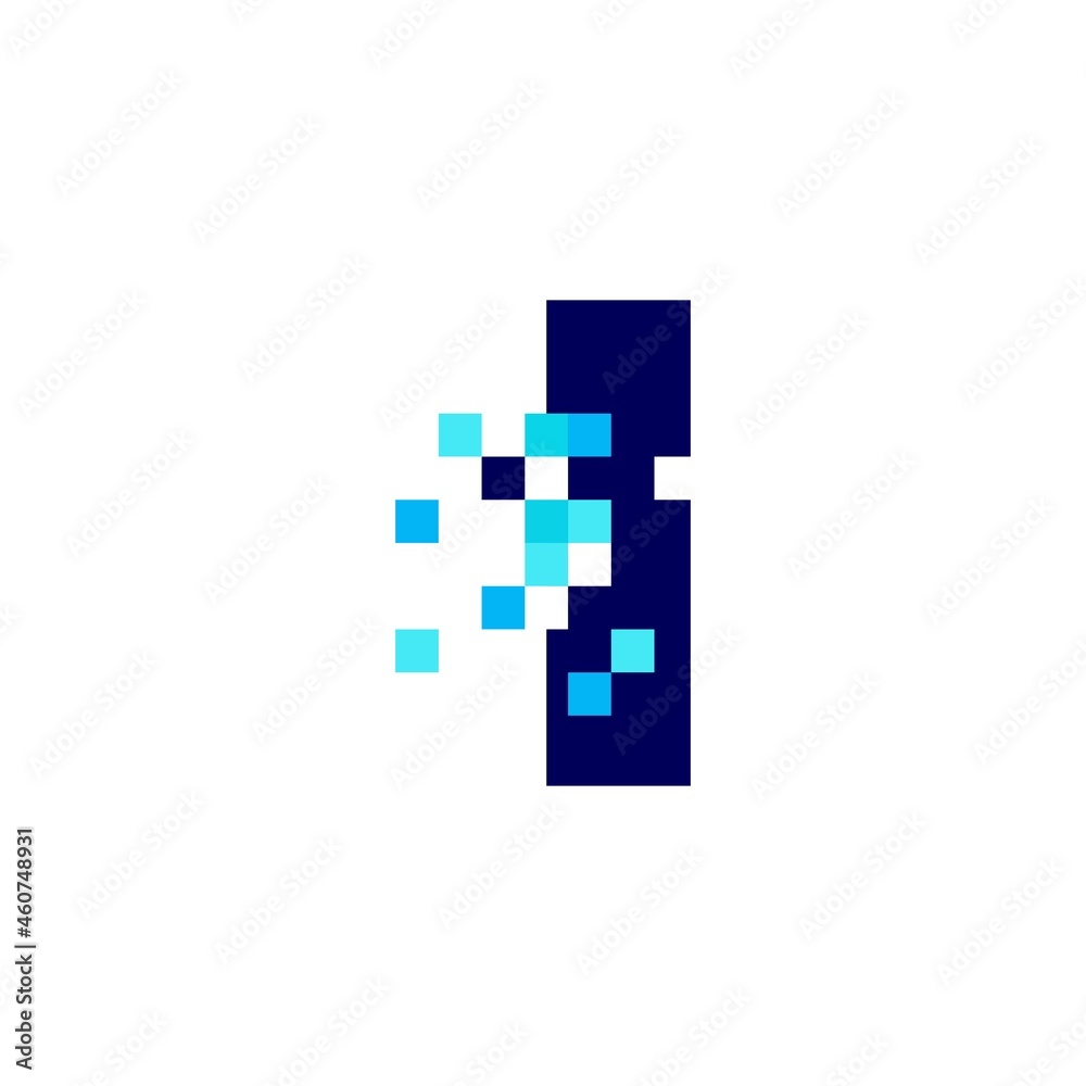 i letter pixel mark digital 8 bit logo vector icon illustration i letter pixel mark digital 8 bit logo vector icon illustration