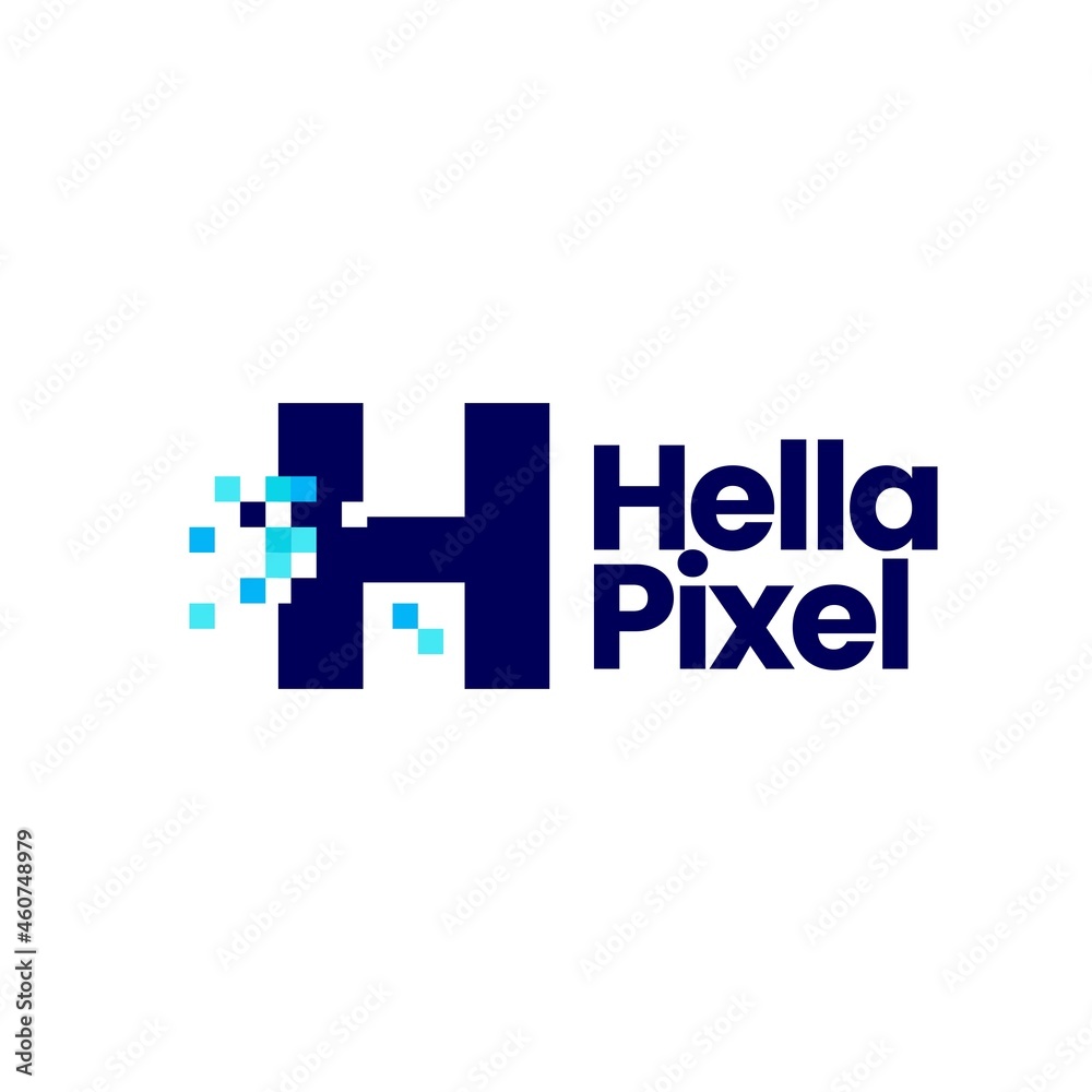 h letter pixel mark digital 8 bit logo vector icon illustration