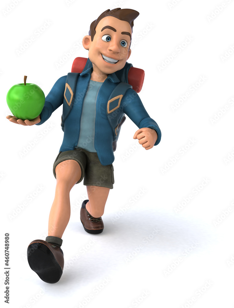 Fun illustration of a 3D cartoon backpacker Fun illustration of a 3D cartoon backpacker
