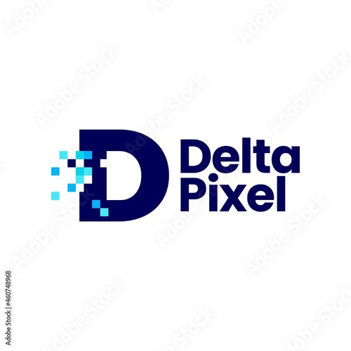 d letter pixel mark digital 8 bit logo vector icon illustration