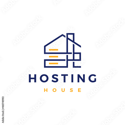 house home hosting server cloud data storage logo vector icon illustration