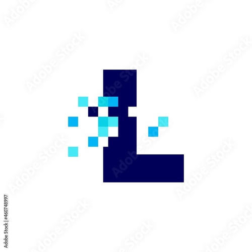 l letter pixel mark digital 8 bit logo vector icon illustration