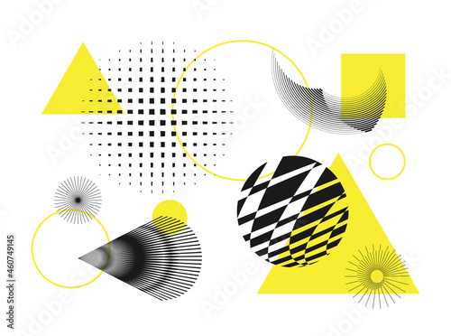 Universal trend halftone geometric shapes set