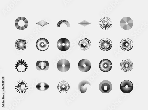 Universal trend halftone geometric shapes set