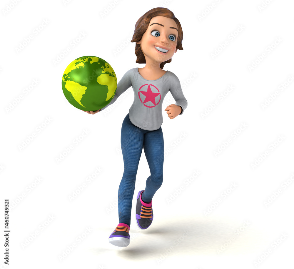 Fun 3D illustration of a cartoon teenage girl Fun 3D illustration of a cartoon teenage girl