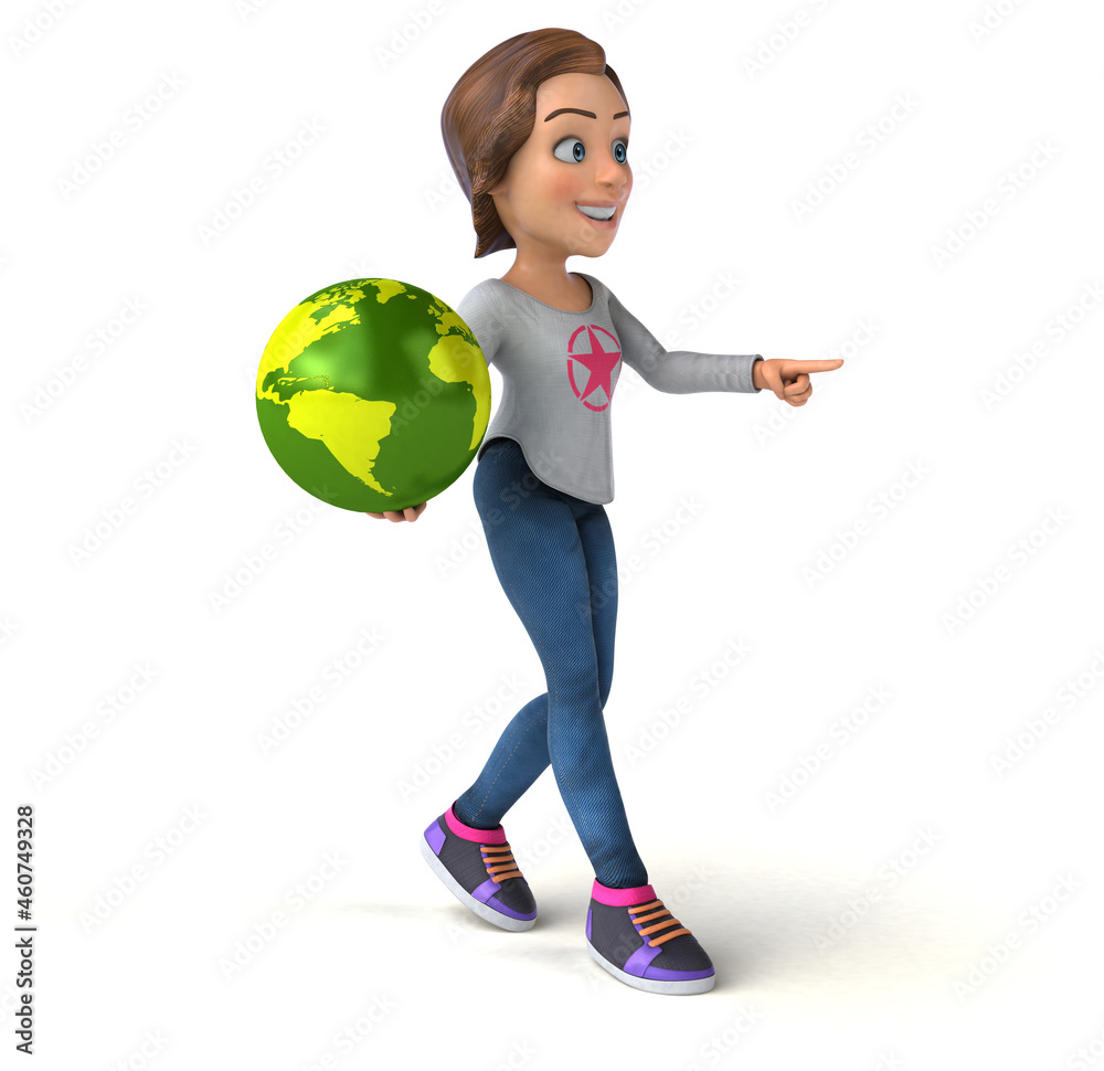 Fun 3D illustration of a cartoon teenage girl Fun 3D illustration of a cartoon teenage girl