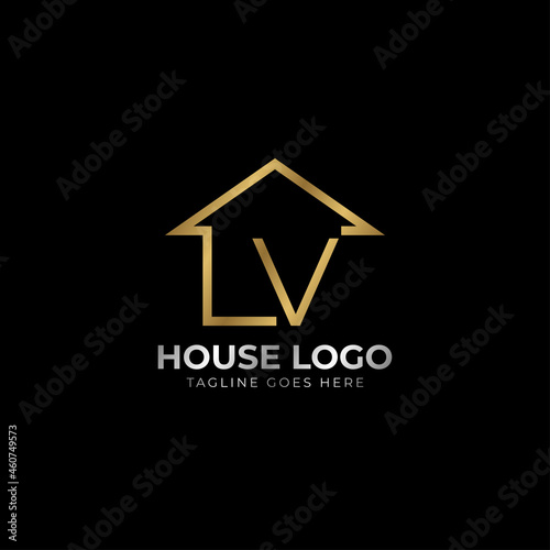 minimalist letter V luxurious house logo vector design for real estate, home rent, property agent