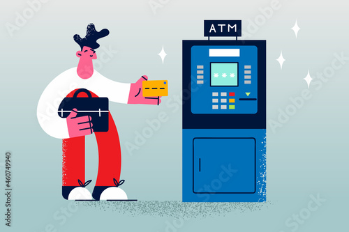 Withdrawal cash money in atm concept