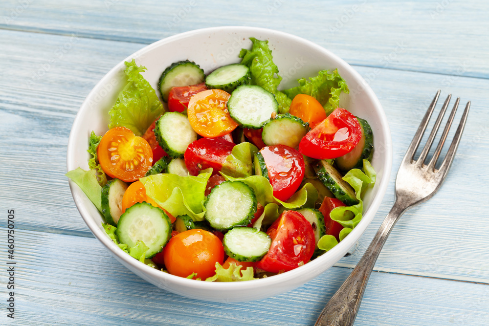 Fresh salad with tomato and cucumber