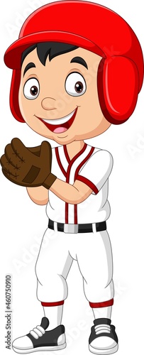 Cartoon little boy playing a baseball