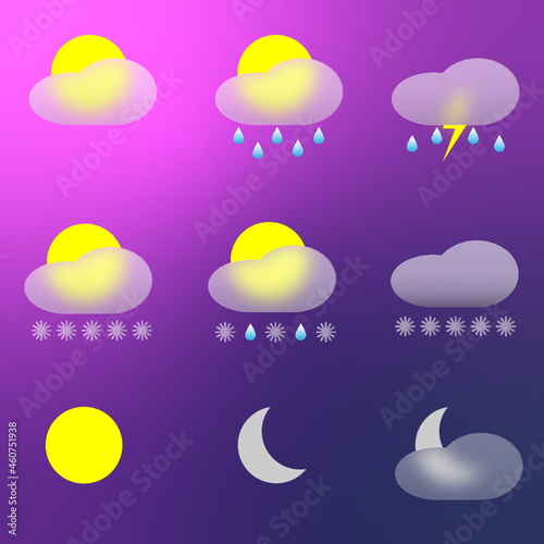 glass weather icons set