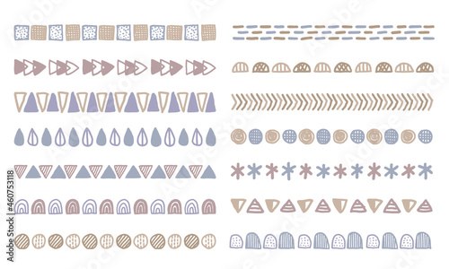 手描き　北欧風アブストラクトオブジェクトのライン素材　ベクターイラストセット