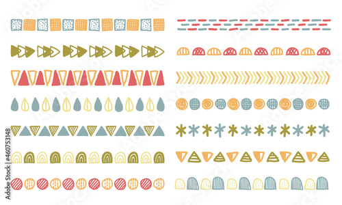 手描き　北欧風アブストラクトオブジェクトのライン素材　ベクターイラストセット