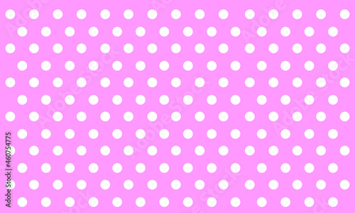 Pink polka dot background. White circle. Vector. Cuteness concept for cards and backgrounds.