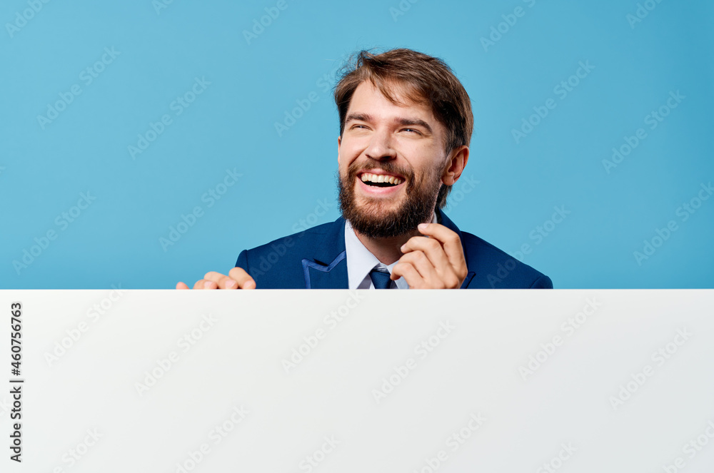 businessmen White mockup poster in hand advertising Studio businessmen White mockup poster in hand advertising Studio