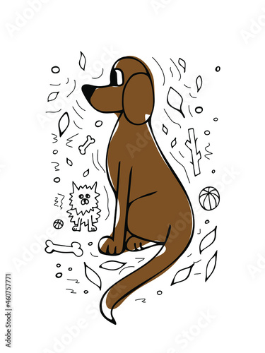Hand drawn illustration with Labrador.
Doodle.